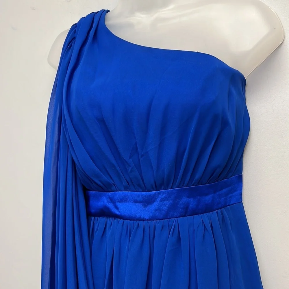 Caché Cobalt Blue One Shoulder Draped Dress